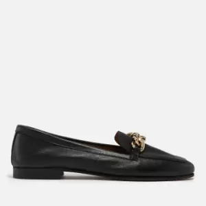 image of Dune Womens Goldsmith Chain-Embellished Leather Loafers - UK 4