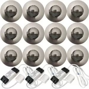 Image of Eyelid LED Plinth Light Kit 12x Round Spotlight Kitchen Bathroom Floor Panel
