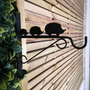 Handcrafted Metal 30cm Black Wall Hedgehog Bracket Hook For Garden Hanging Basket Bird Feeder