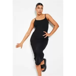 I Saw It First Black Ribbed Scoop Neck Cami Midi Dress - Black