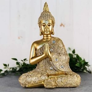Image of Gold Sitting Thai Buddha Figurine 28cm
