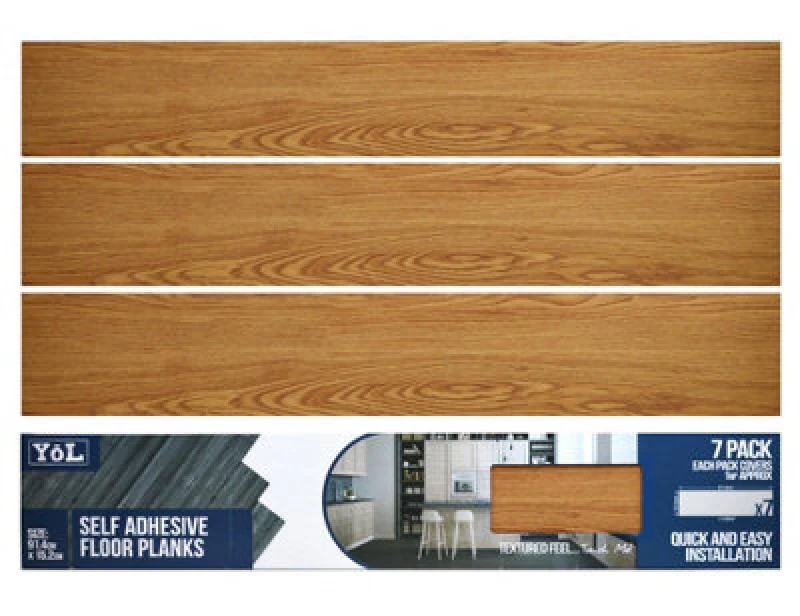 Image of Yes-Online Floor Planks Tiles Self Adhesive Brown Wood Oak Vinyl Flooring Bathroom Kitchen - Pack Of 7 6X36"- 1M²