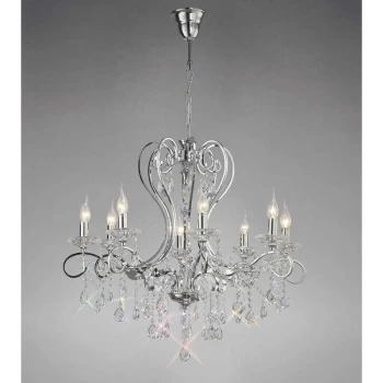 Image of Suspension Vela 8 Bulbs polished chrome / crystal