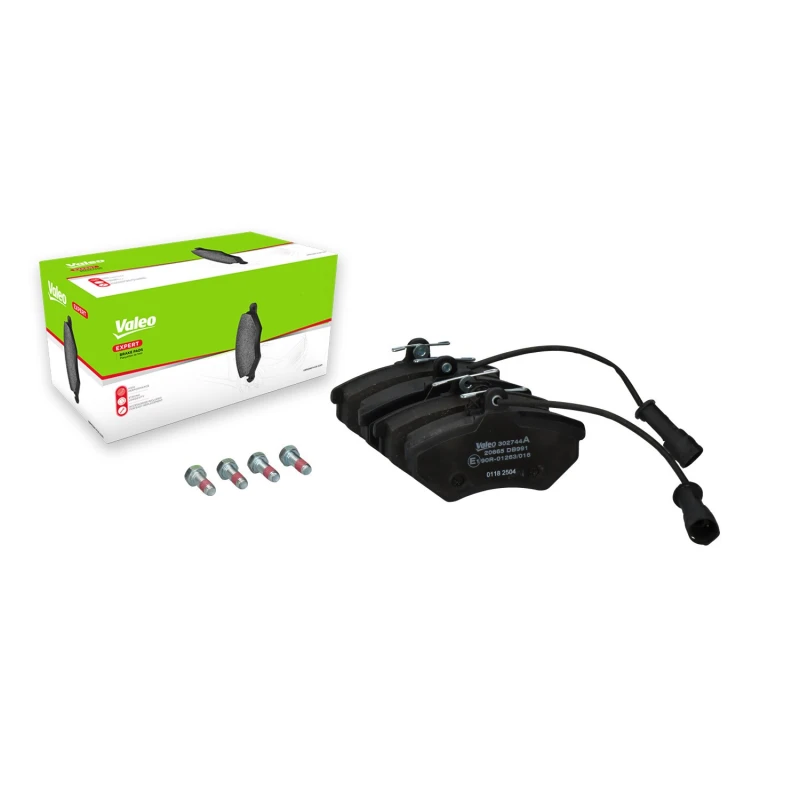 Image of VALEO 302744A Brake pad set EXPERT Front Axle, incl. wear warning contact, with anti-squeak plate Brake Pad Set,disc brake (402)