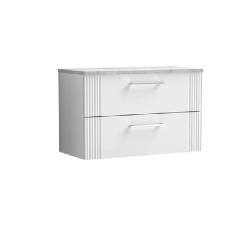 Image of Balterley 2 Drawer Wall Hung Vanity Grey Laminate Worktop White 800mm Grey