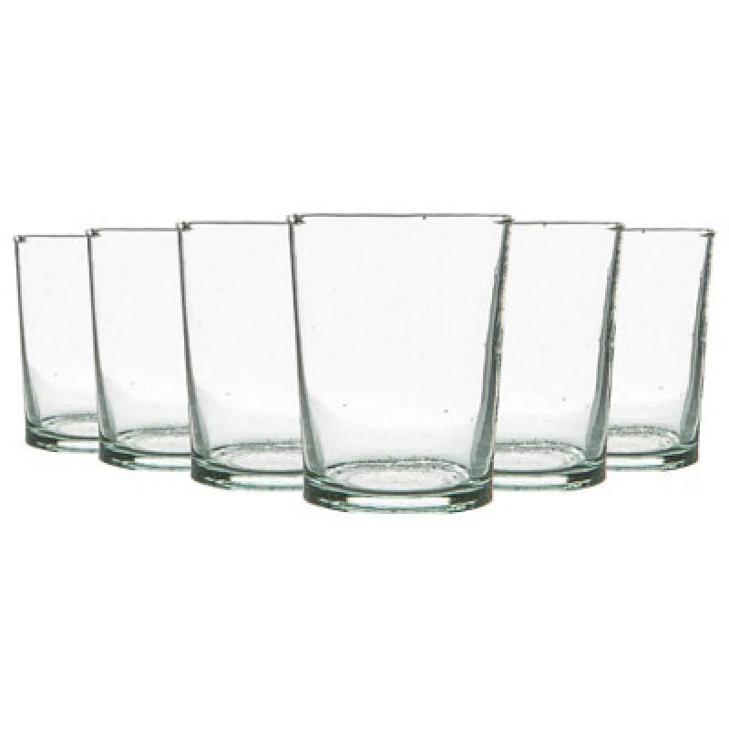 Image of Nicola Spring Meknes 215ml Glass Tumblers - Hand-Blown Moroccan Recycled Whisky Water Drinking Glasses - Clear Glass - Set Of 6