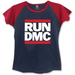 Image of Run DMC - Logo Womens Large T-Shirt - Blue,Red