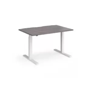 Image of Dams Elev8 Touch straight sit-stand desk 1200mm x 800mm - white frame, grey oak