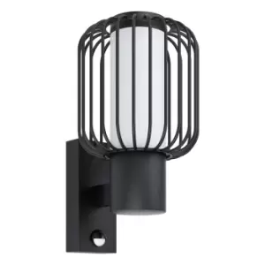 Image of IP44 Outdoor Wall Light & PIR Sensor Black Zinc Steel 1 x 28W E27 Bulb