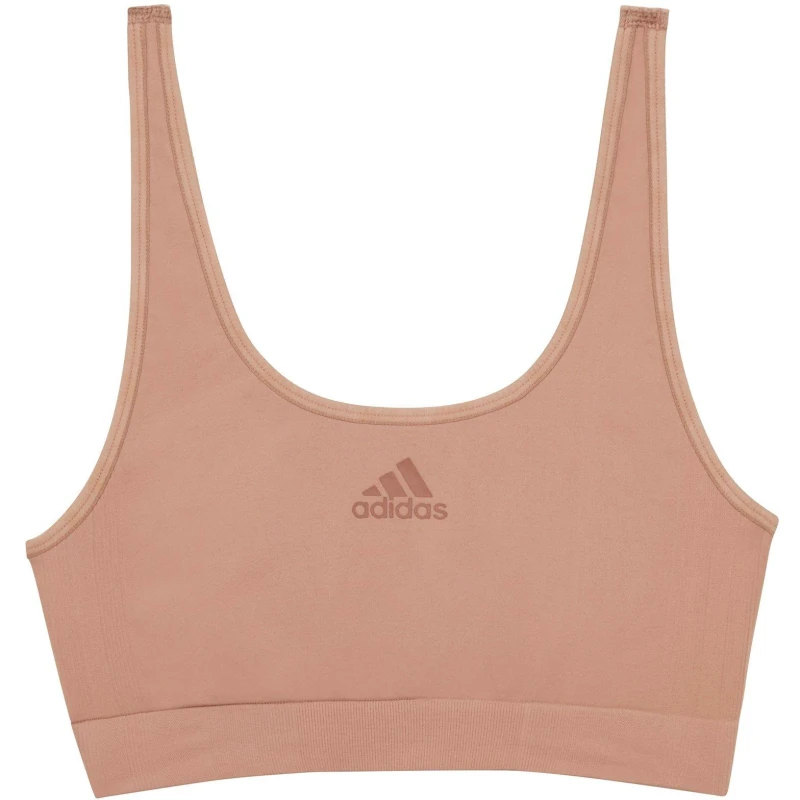 Image of adidas Active Seamless Micro Stretch Scoop Lounge Bra - Brown Brown 10