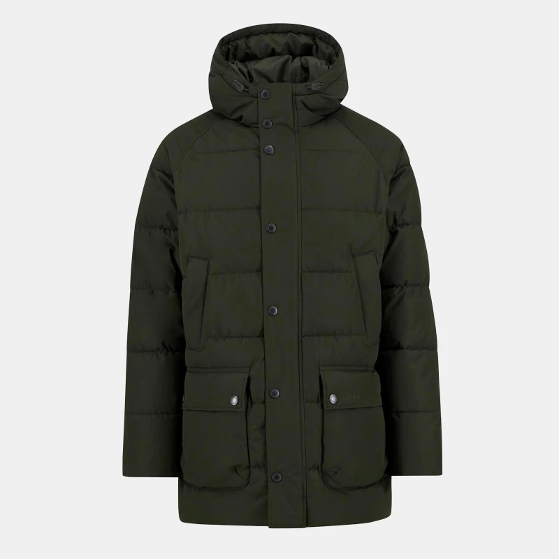 Image of Barbour Mens Bedale Hooded Long Sleeve Long Puffer Jacket Sage SG71 male XL