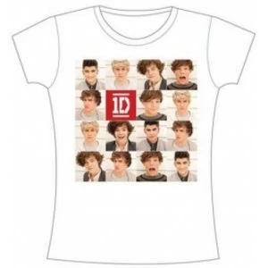 Image of One Direction Polaroid Band Skinny White TS: Medium