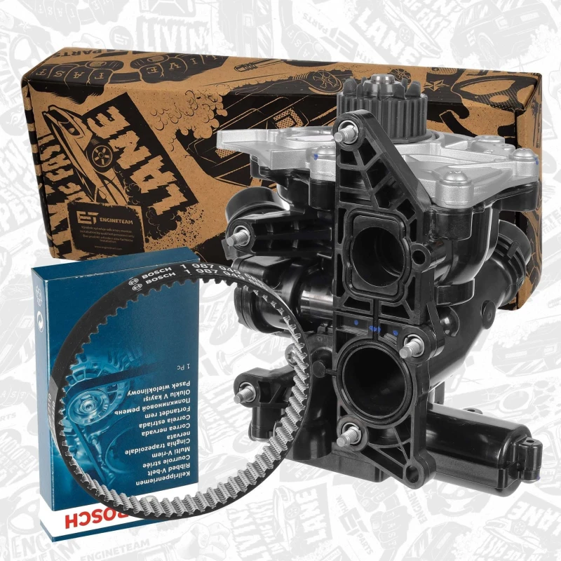 Image of ET ENGINETEAM PW0027 Water pump with belt, with gasket/seal Water Pump (1260)