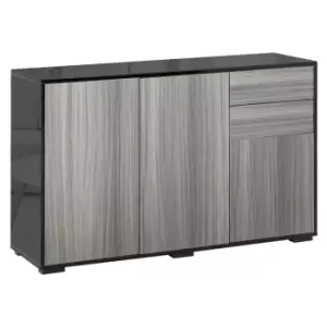 Image of Homcom Side Cabinet With 2 Door Cabinet And 2 Drawer For Home Office Grey Black