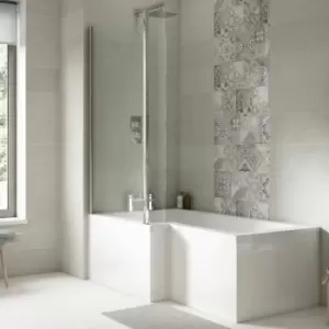 image of Square L-Shaped Shower Bath 1600mm x 700mm/850mm - Left Handed - Nuie