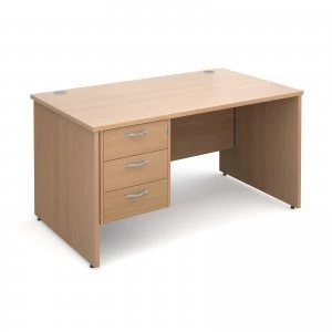 Image of Maestro 25 PL Straight Desk With 3 Drawer Pedestal 1400mm - Beech pane
