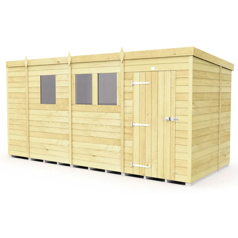 Image of Flat Pack Sheds DIY Sheds 13 x 6 Pent Shed, Brown 13X6PFF