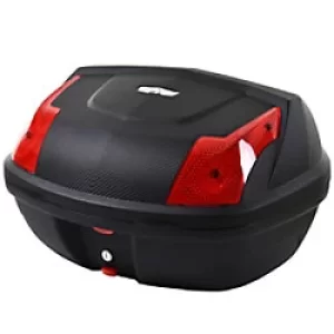 Image of HOMCOM 48L Plastic Motorcycle Trunk w/ Reflector Black, Red