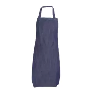Image of Dennys Adults Unisex Denim Bib Apron (One Size) (Indigo)