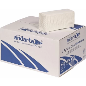 image of 02-011 2Ply White C/Fold Hand Towel 23 x 33cm - Pack Of 2430 - Andarta