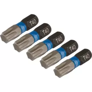 Image of Draper Expert Impact Torx Screwdriver Bits T40 25mm Pack of 5