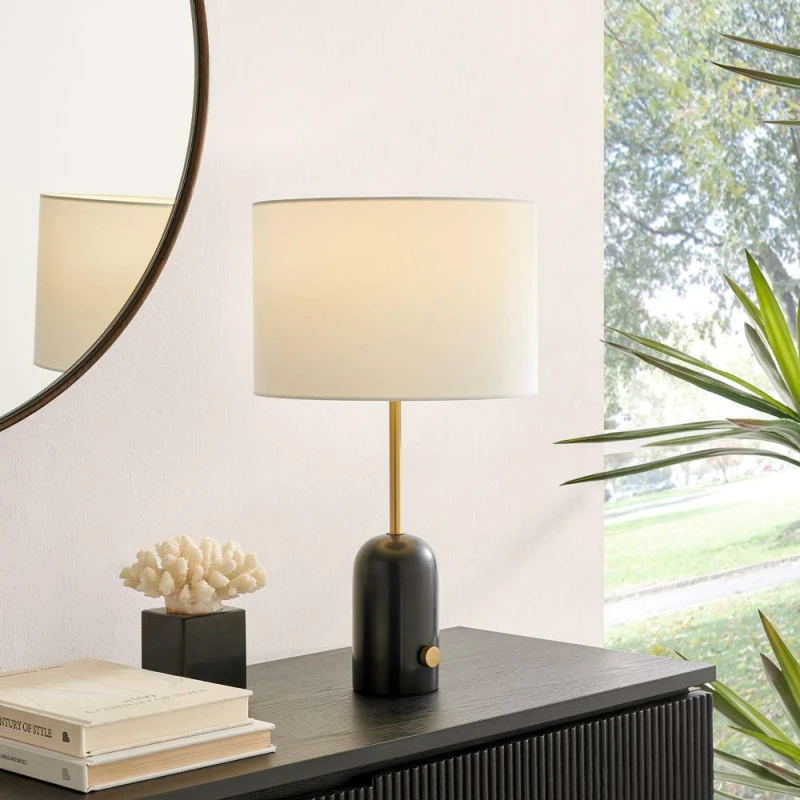Image of FurnitureboxUK Joceline Black Marble Tall Dimmable Table Lamp Black Unisex