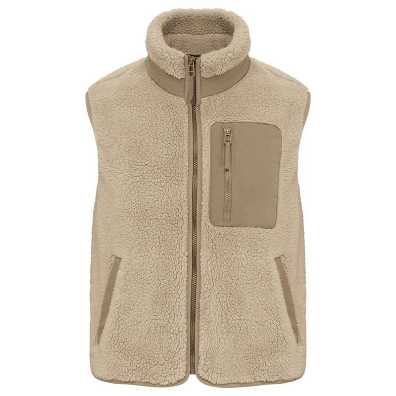 Image of Native Spirit Mens Sherpa Body Warmer in Medium Beige Size: Small Medium Beige Male S