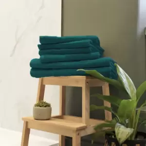 Image of Loft Combed Cotton 6 Piece Hand/Bath Towel Set Teal