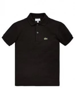 image of Lacoste Boys Classic Short Sleeve Pique Polo, Black, Size 12 Years