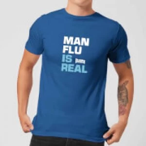 Image of Plain Lazy Man Flu Is Real Mens T-Shirt - Royal Blue - M
