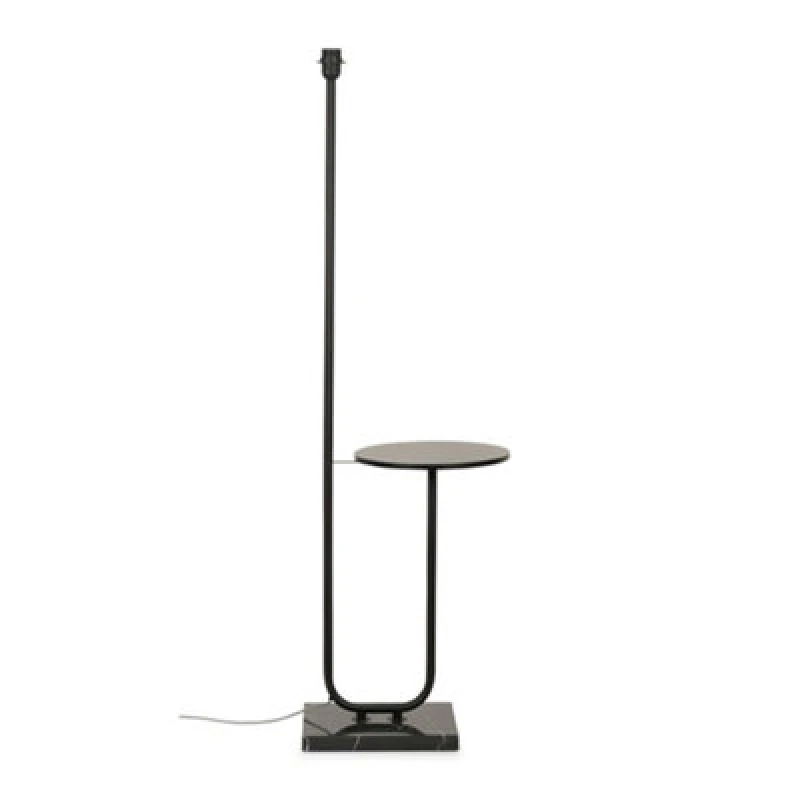 Image of ValueLights Tavel Black & Marble Floor Lamp Base With Built In Side Table Black