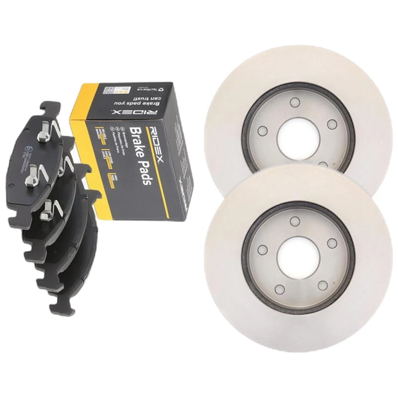 Image of RIDEX 3405B2780 Brake disc and pads set Front Axle, Brake Disc Type: internally vented, with acoustic wear warning Brake Set,disc brakes (3405)