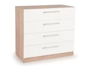 Image of Harmony Hyde White and Oak 4 Drawer Chest of Drawers Flat Packed