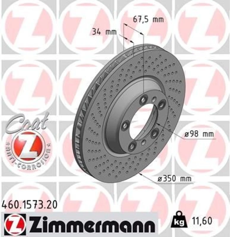 Image of ZIMMERMANN Brake disc ZIMMERMANN 460.1573.20
