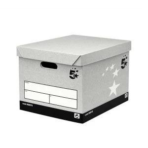 Image of 5 Star Facilities Storage Box Self Assembly Grey Pack of 10