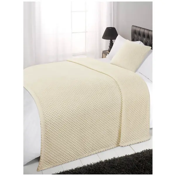 image of Dreamscene Cream Waffle Throw - 125 x 150cm