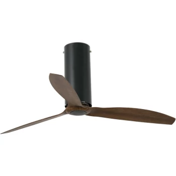 image of Faro Tube Medium Ceiling Fan with / without Light Wood, Matt Black