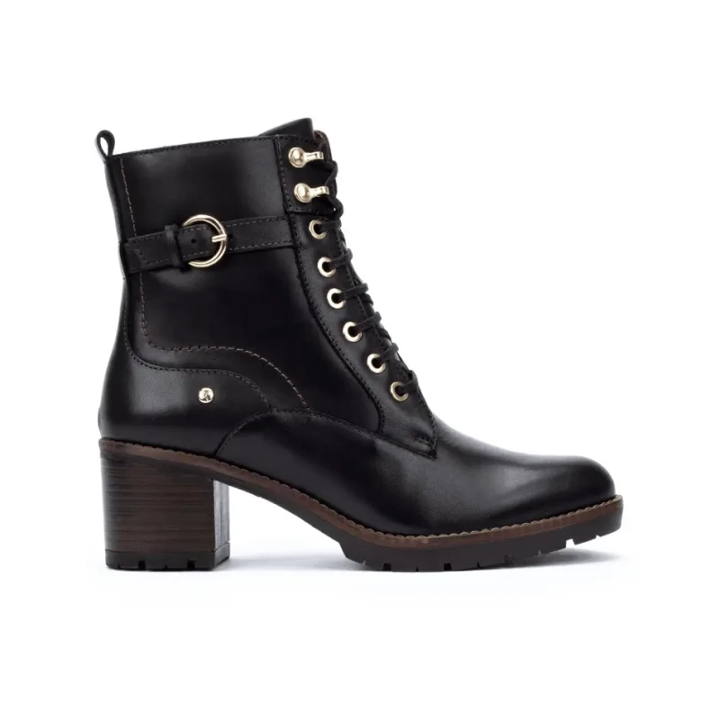 Image of Pikolinos Llanes W7H-8510 Leather Womens Lace Up Boots - Black - Size:UK 5-5.5