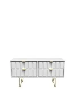 Image of Swift Cube Ready Assembled 4 Drawer Low TV Unit - Fits Up To To 50" TV - White