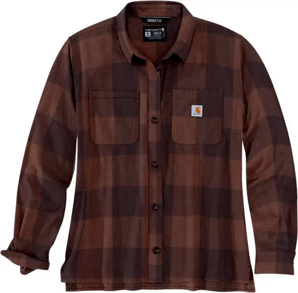 Image of Carhartt Midweight Flannel Ladies Shirt, brown, Size XS for Women