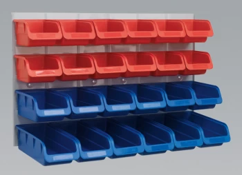 Image of Sealey TPS132 Bin & Panel Combination 24 Bins - Red/Blue