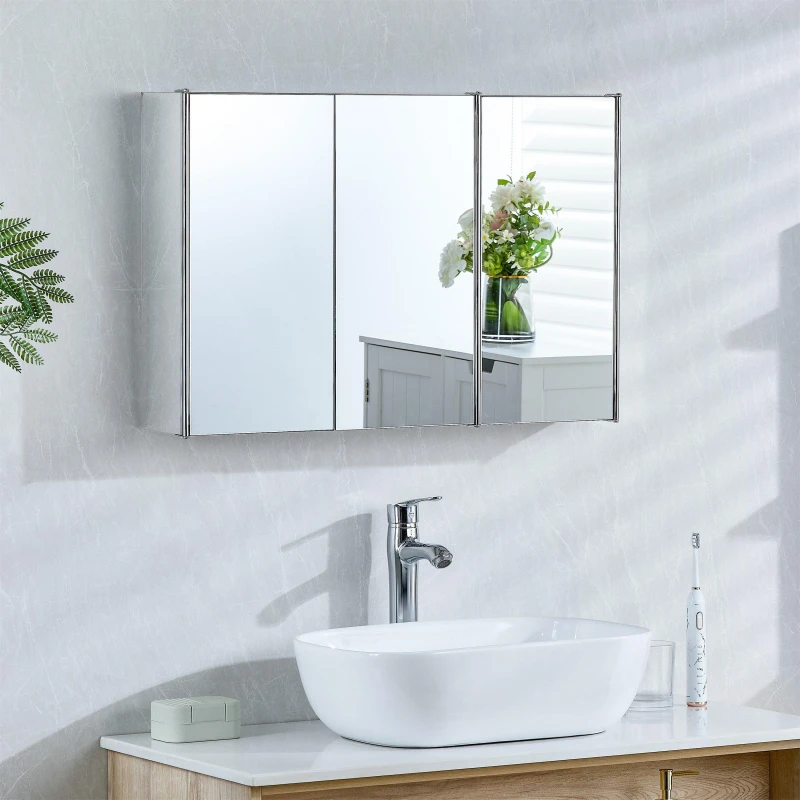 Image of Lassic Tiano Stainless Steel Mirrored Triple Cabinet Silver unisex Triple