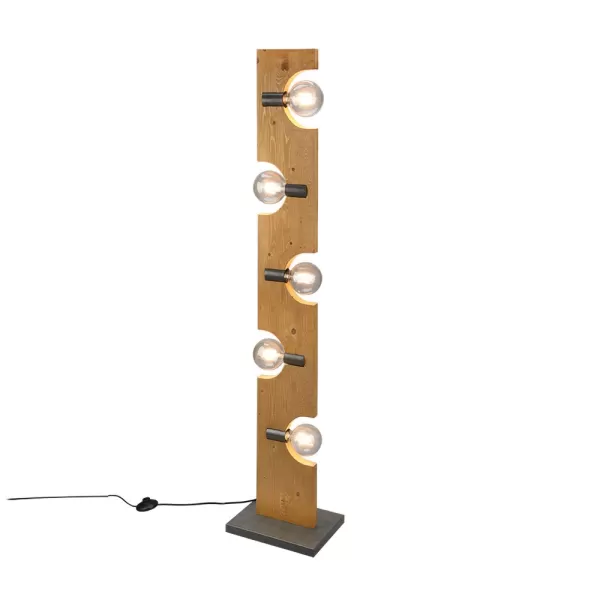 Image of Tailor Vintage 5 Light Floor Lamp natural finish with Footswitch
