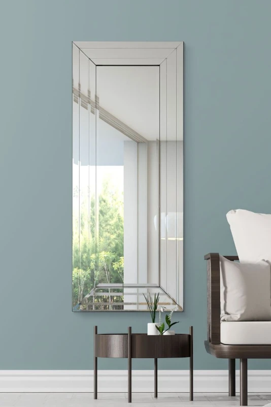 Image of Mirroroutlet Langley All Glass Modern Bevelled Dress Mirror 120 X 50Cm