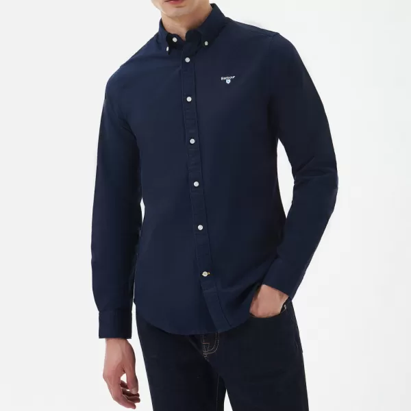 Image of Barbour Heritage Mens Oxtown Tailored Long Sleeved Shirt - Navy - S