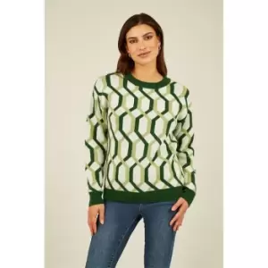 image of Mela London Green Retro Pattern Jumper - Green