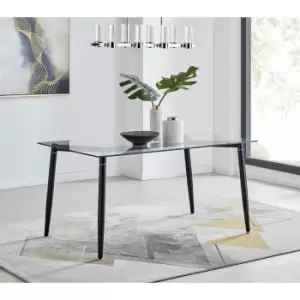 image of Pisa Glass Black Leg Rectangular 6 Seat Dining Table