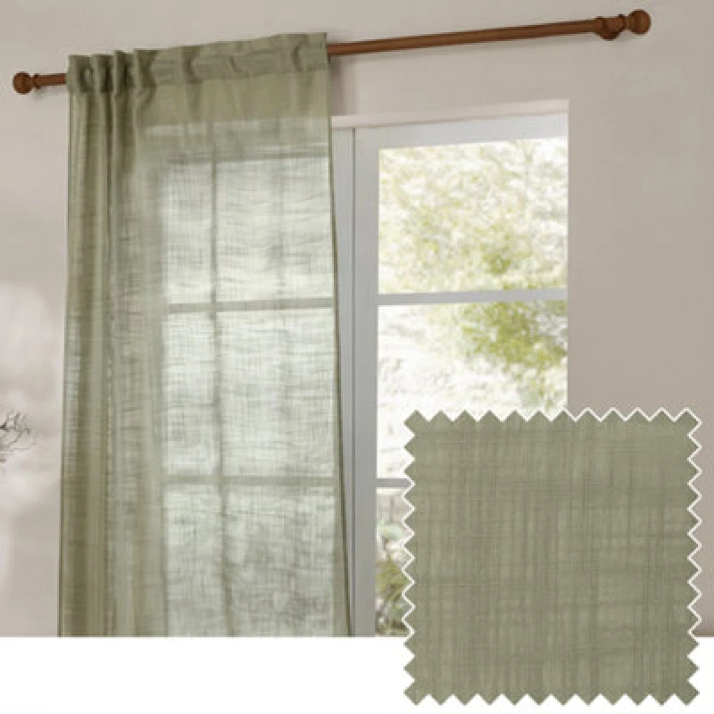 Image of Yard Cirrus Sheer Tab Top Curtain Panel in Pale Green Size: 140cm Pale Green Unisex 140 cm
