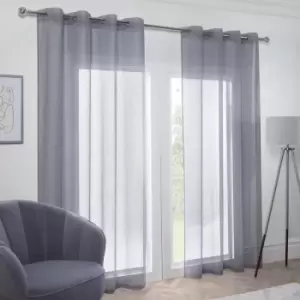 Image of Emma Barclay Aries Voile Eyelet Curtain Panel, Silver, 57 x 90 Inch