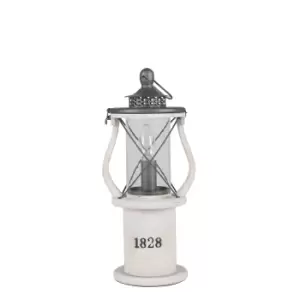 image of White Wood Lantern Table Lamp